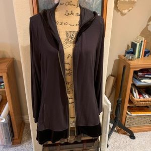 Chico’s Zenergy Brown knit hoody with velvet trim